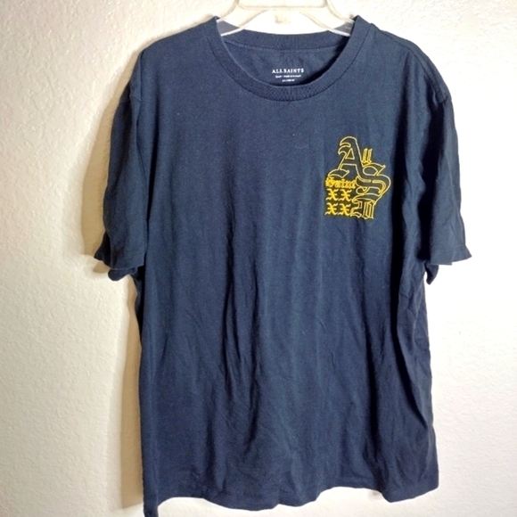 All Saints Mens T-Shirt Designer Cotton Short Sleeve AllSaints Embroidered sz S - Picture 1 of 7